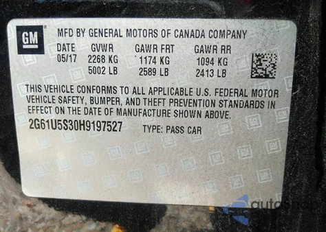 2017 Cadillac Xts W20 Livery Package из США, поврежденный, VIN 2G61U5S30H9197527